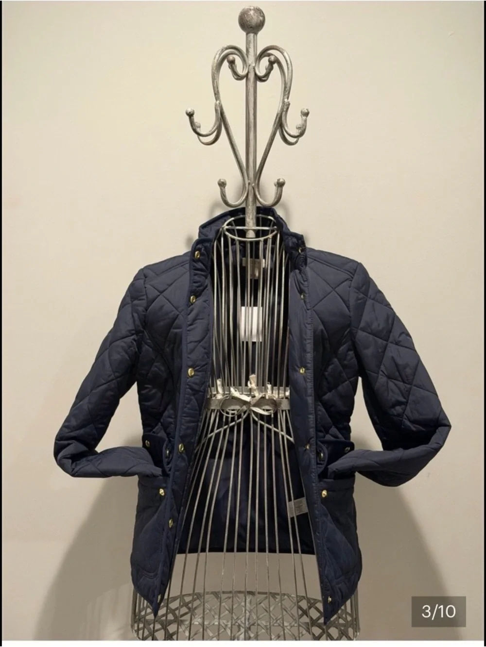 BUNDLE OF 2: J. Crew Quilted Wine Red & Navy Blue Puffer Jackets with Gold Snaps